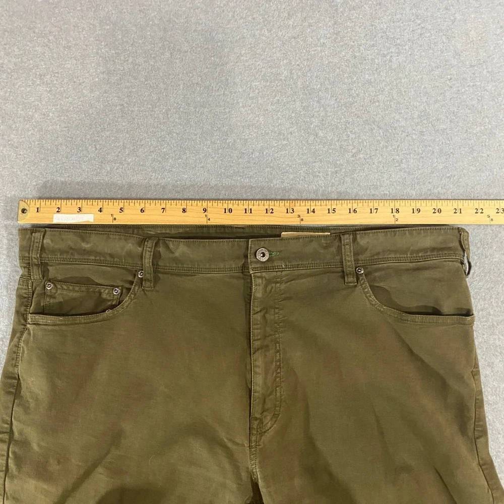 Orvis Five Pocket Pants Mens 42x29 Olive Green Cotton Stretch Straight Leg Twill
